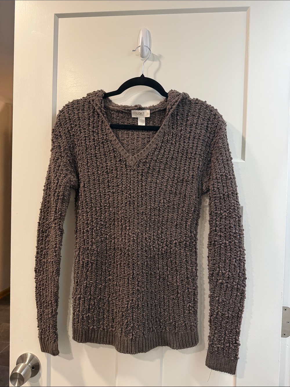Cozy Women's Hooded V-Neck Sweater - Brown